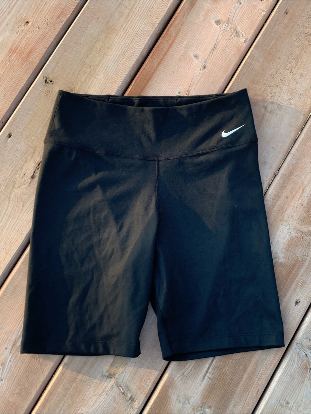 Nike Black High Rise Shorts  Wide Waistband Stretch Athletic Running Gym Size Sm